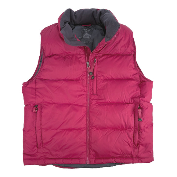L.L. Bean Puffer Vest Mens Medium Goose Down Red Full Zip Jacket Pockets - Picture 1 of 6
